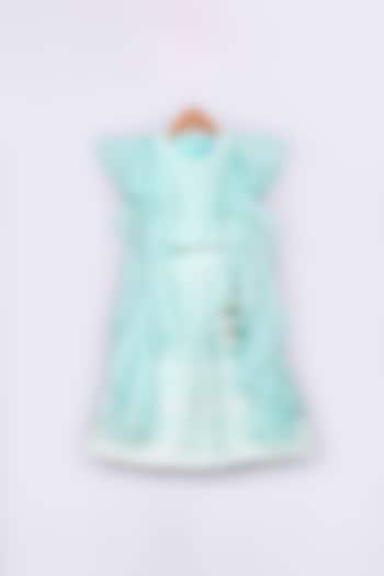 Blue Embroidered Lehenga Set For Girls by Free Sparrow at Pernia's Pop Up Shop