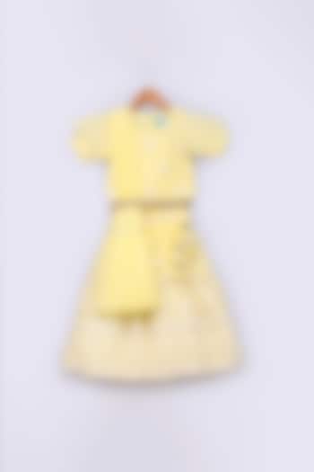 Yellow Embroidered Lehenga Set For Girls by Free Sparrow