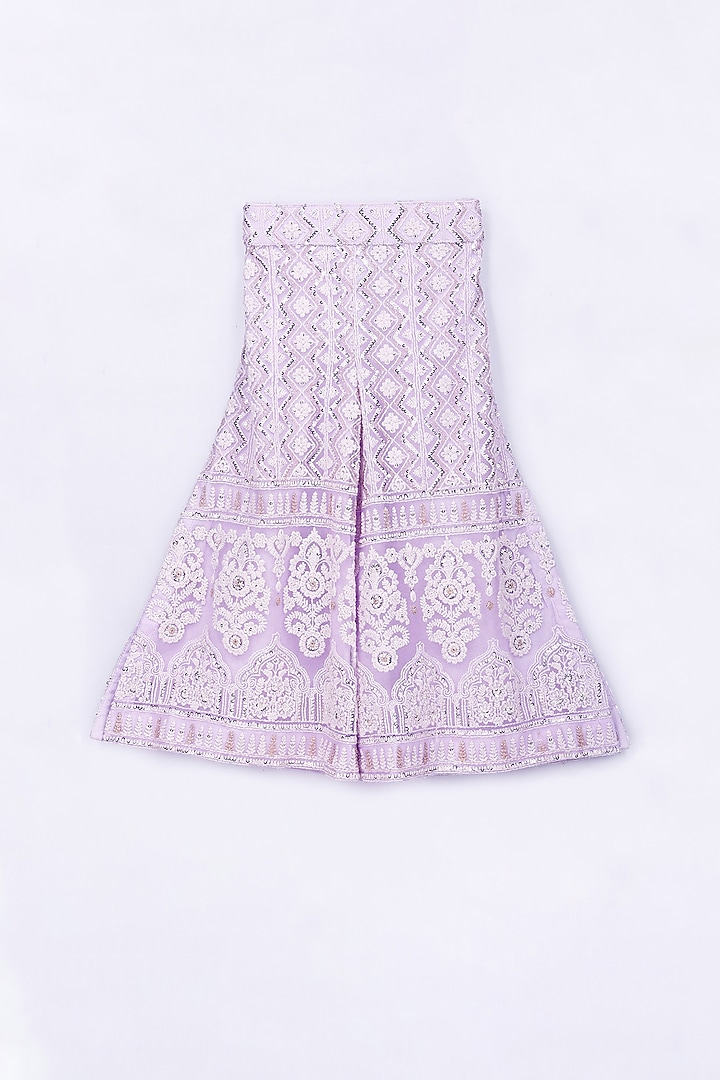 Lilac Purple Embroidered Sharara Set For Girls by Free Sparrow at Pernia's Pop Up Shop