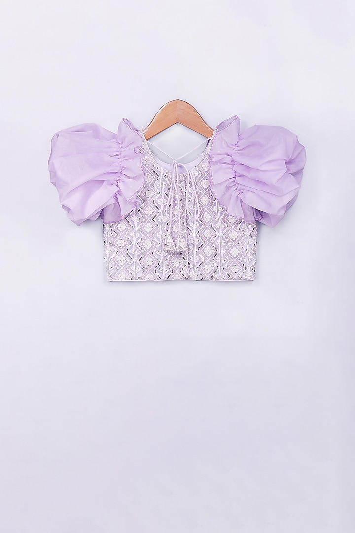 Lilac Purple Embroidered Sharara Set For Girls by Free Sparrow at Pernia's Pop Up Shop