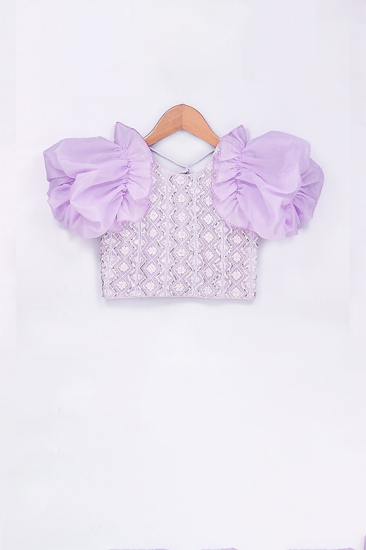 Lilac Purple Embroidered Sharara Set For Girls by Free Sparrow at Pernia's Pop Up Shop