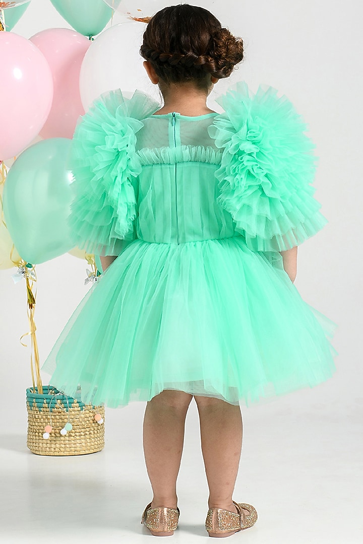 Mint Tulle Dress For Girls by Free Sparrow at Pernia's Pop Up Shop