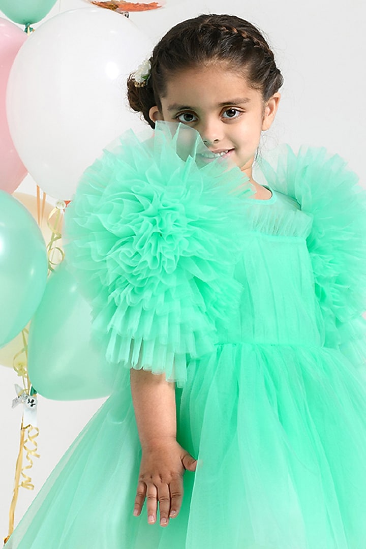 Mint Tulle Dress For Girls by Free Sparrow at Pernia's Pop Up Shop