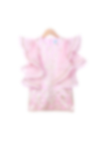 Pink Ombre Dress With Bell Sleeves For Girls by Free Sparrow