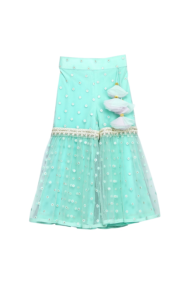 Purple & Green Mirror Worked Sharara Set For Girls by Free Sparrow at Pernia's Pop Up Shop