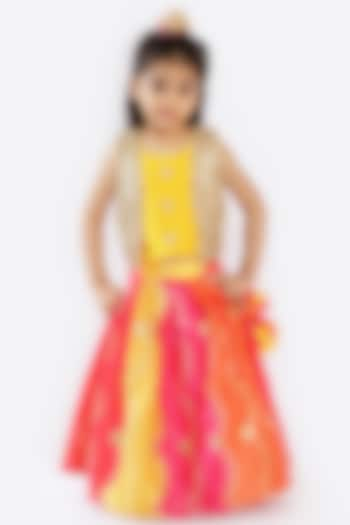 Multi-Colored Embroidered Lehenga Set For Girls by Free Sparrow at Pernia's Pop Up Shop