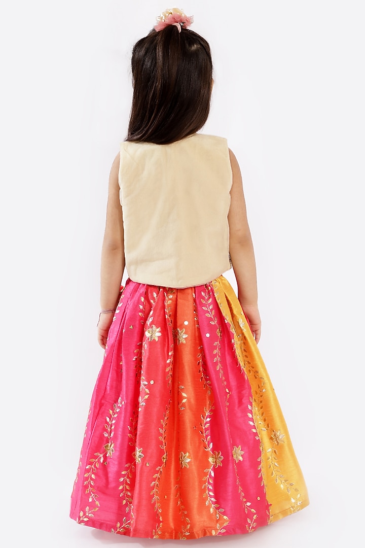 Multi-Colored Embroidered Lehenga Set For Girls by Free Sparrow at Pernia's Pop Up Shop