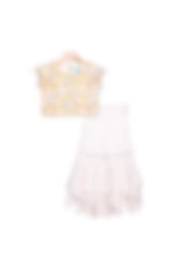 Off White & Yellow Sharara Set For Girls by Free Sparrow