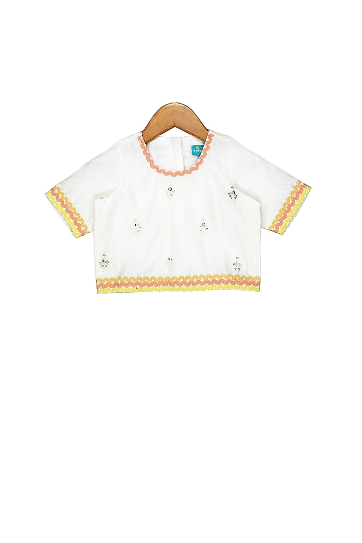 White Embroidered Lehenga Set For Girls by Free Sparrow at Pernia's Pop Up Shop