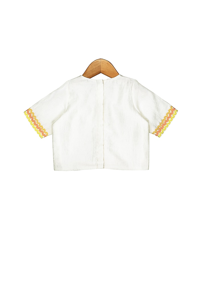 White Embroidered Lehenga Set For Girls by Free Sparrow at Pernia's Pop Up Shop