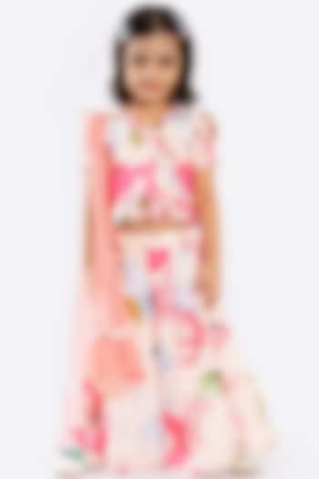 Peach Floral Printed Palazzo Pant Set For Girls by Free Sparrow at Pernia's Pop Up Shop