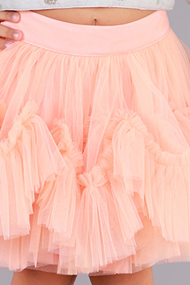 Peach Ruffled Skirt Set For Girls by Free Sparrow at Pernia's Pop Up Shop