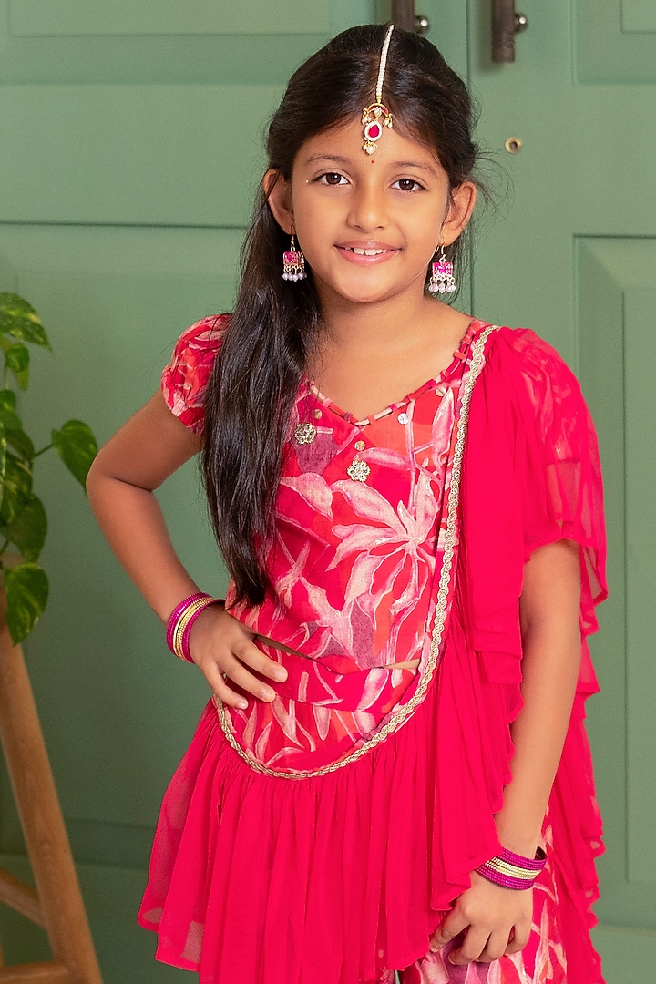 Multi-Colored Cotton Sharara Set For Girls by Free Sparrow at Pernia's Pop Up Shop