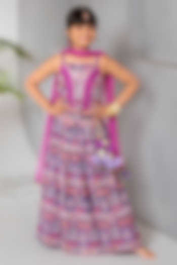 Multi-Colored Jacquard Embroidered Lehenga Set For Girls by Free Sparrow at Pernia's Pop Up Shop