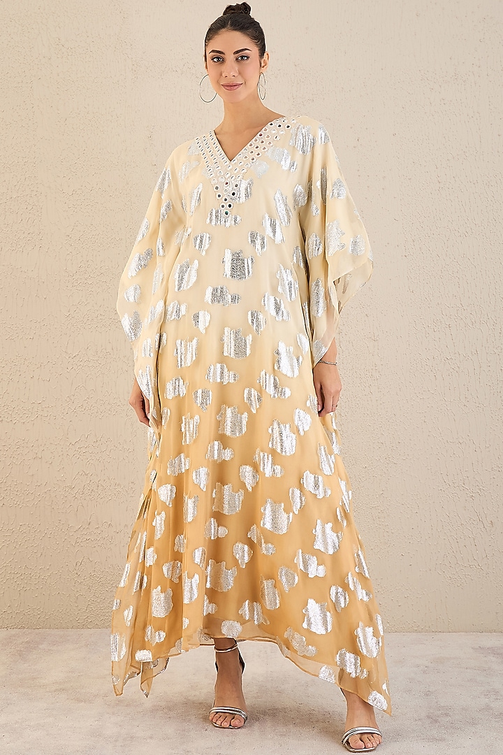 Beige Embellished Ombre Kaftan by First Resort by Ramola Bachchan