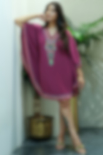 Wine Crystal Embellished Tunic by First Resort by Ramola Bachchan at Pernia's Pop Up Shop