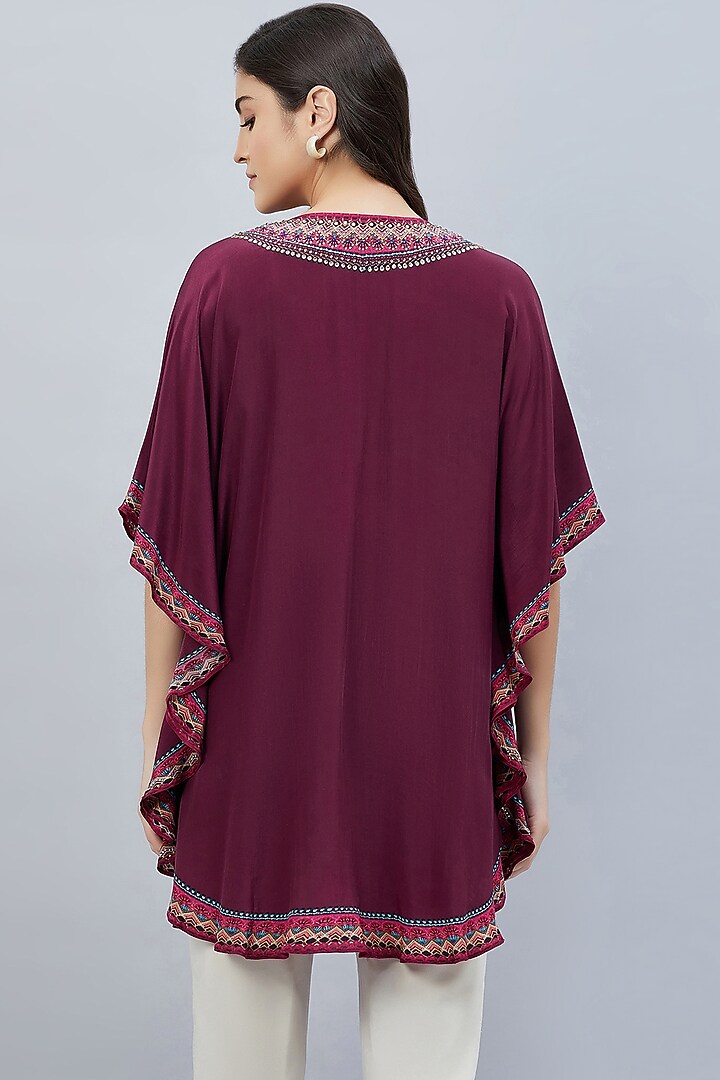 Wine Crystal Embellished Tunic by First Resort by Ramola Bachchan at Pernia's Pop Up Shop