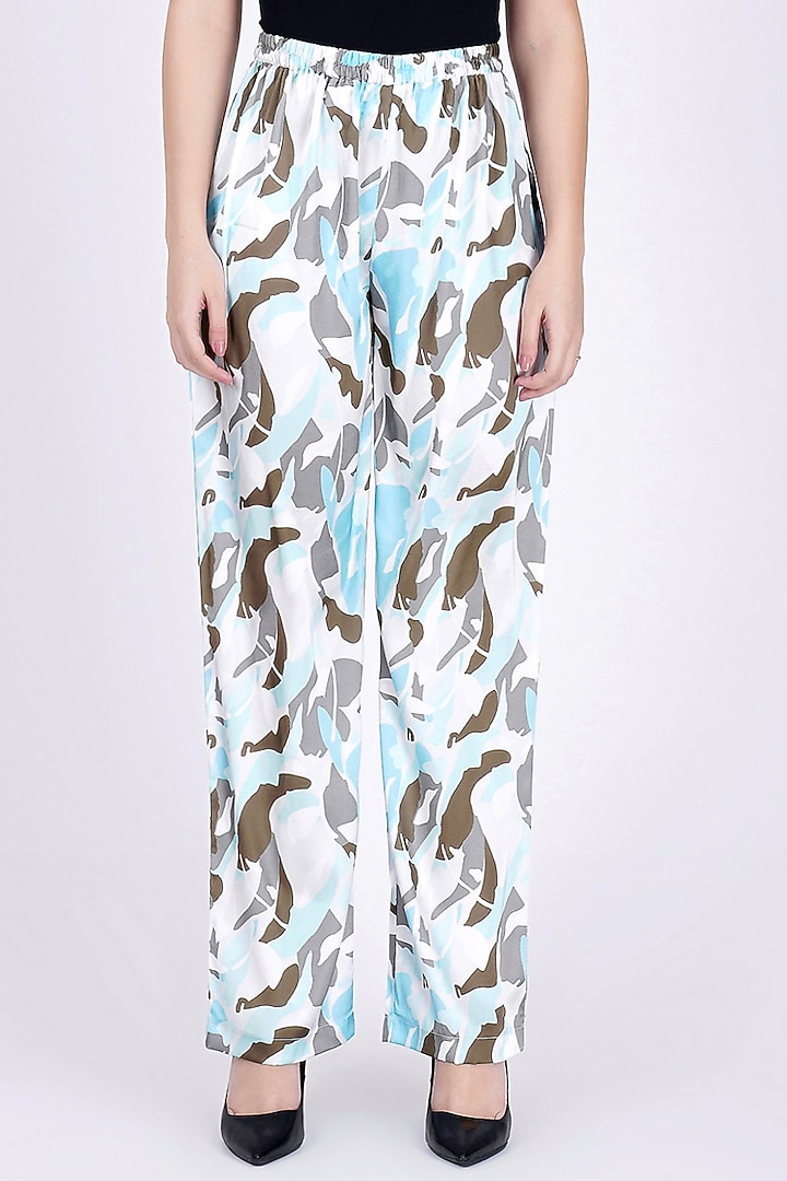Sky Blue Printed Pants by First Resort by Ramola Bachchan at Pernia's Pop Up Shop