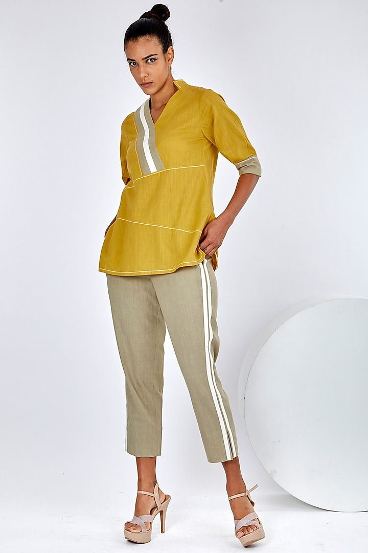 Mustard Handloom Cotton Co-Ord Set by MADDER MUCH at Pernia's Pop Up Shop