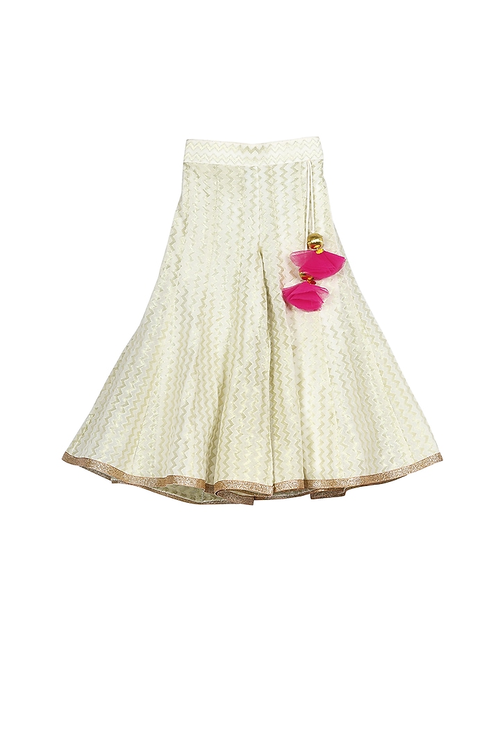 Magenta Crop Top With Champagne Palazzo Pants For Girls by Free Sparrow at Pernia's Pop Up Shop