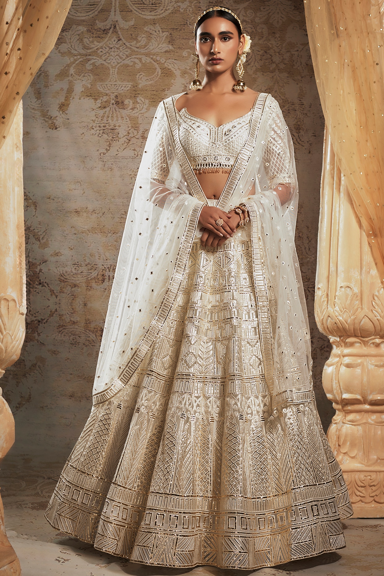 White Color Sequence Work Lehenga Choli in Georgette With Heavy Embroidery  in USA, UK, Malaysia, South Africa, Dubai, Singapore