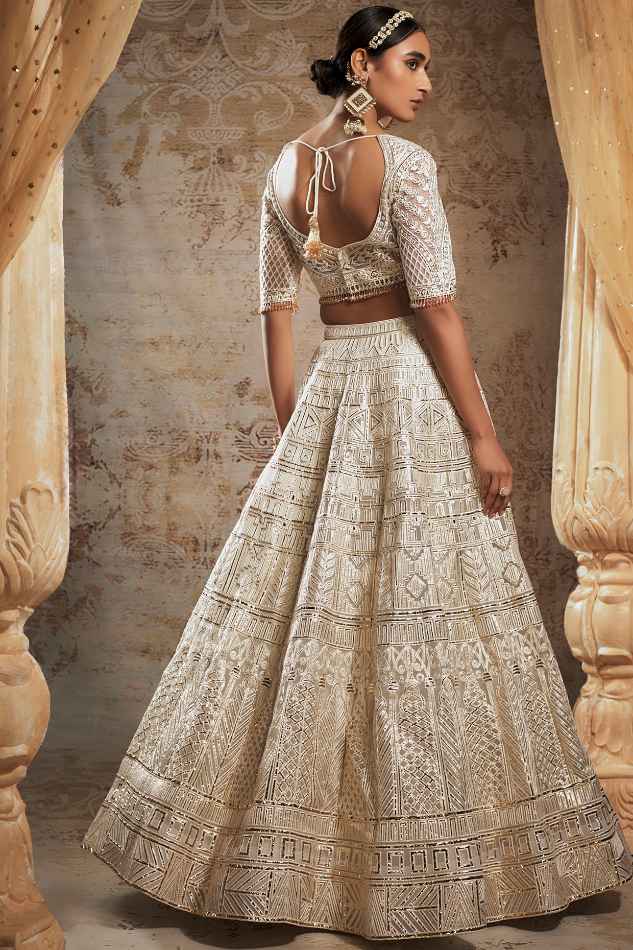 Cream & Gold Lehenga Set | Gold lehenga, Indian bridal outfits, Indian  wedding outfits