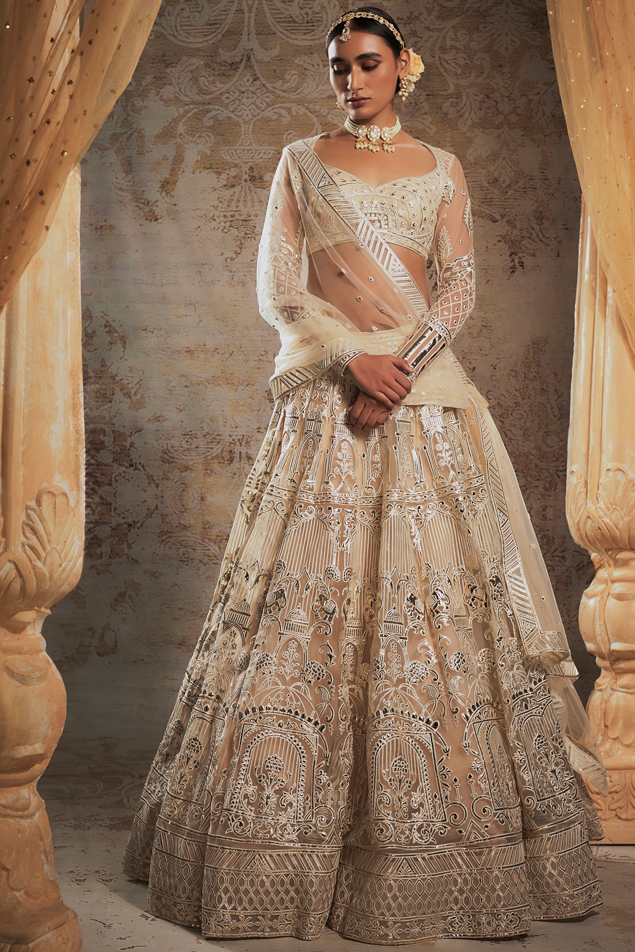 Anshah GL-WS-22V1-28 (Ivory White Lehnga Choli)Zaryaab Wedding Formals  Collection by Gulaal Online