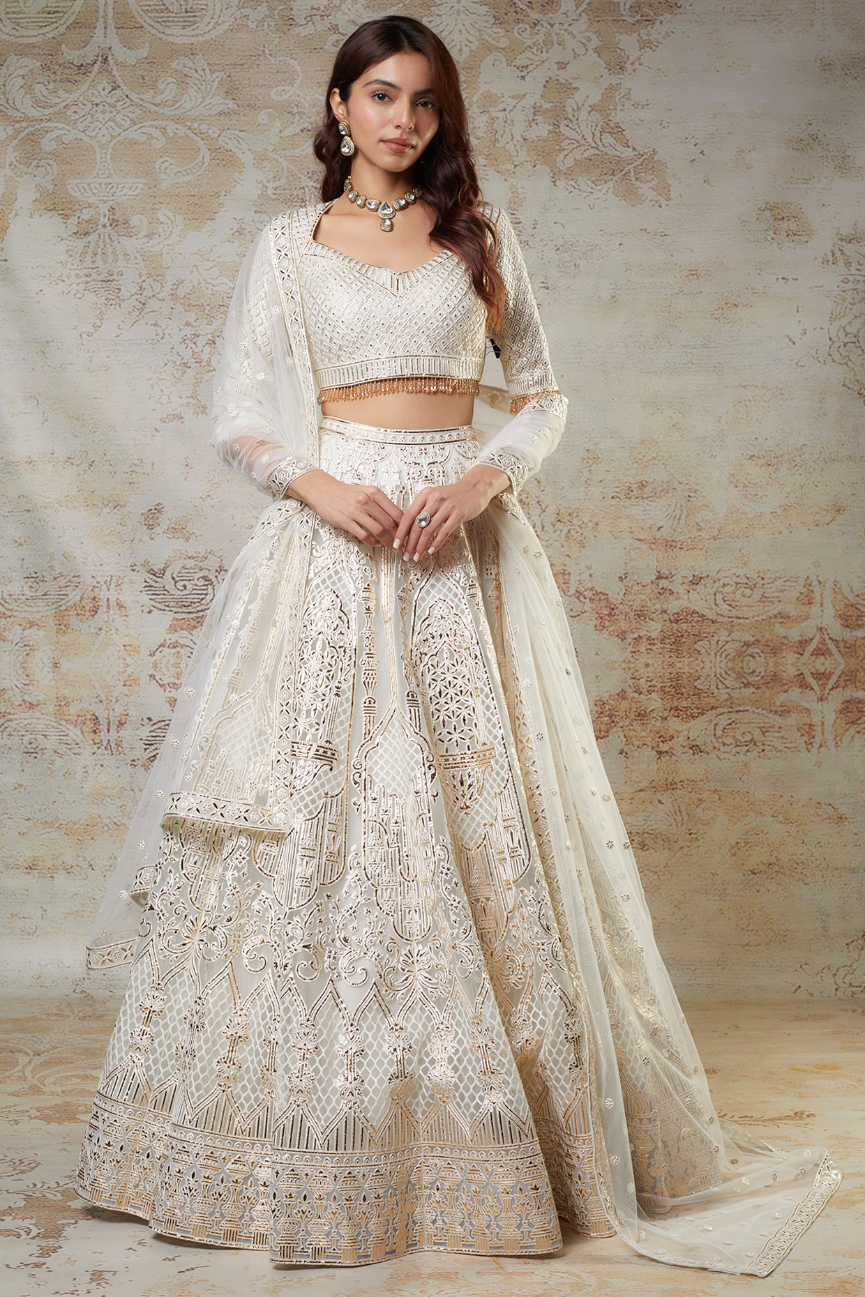 Indian Wedding Dress Modern Wedding Crop Top Lehenga Pernia's Pop Up Shop  Falguni Shane Peacock Women