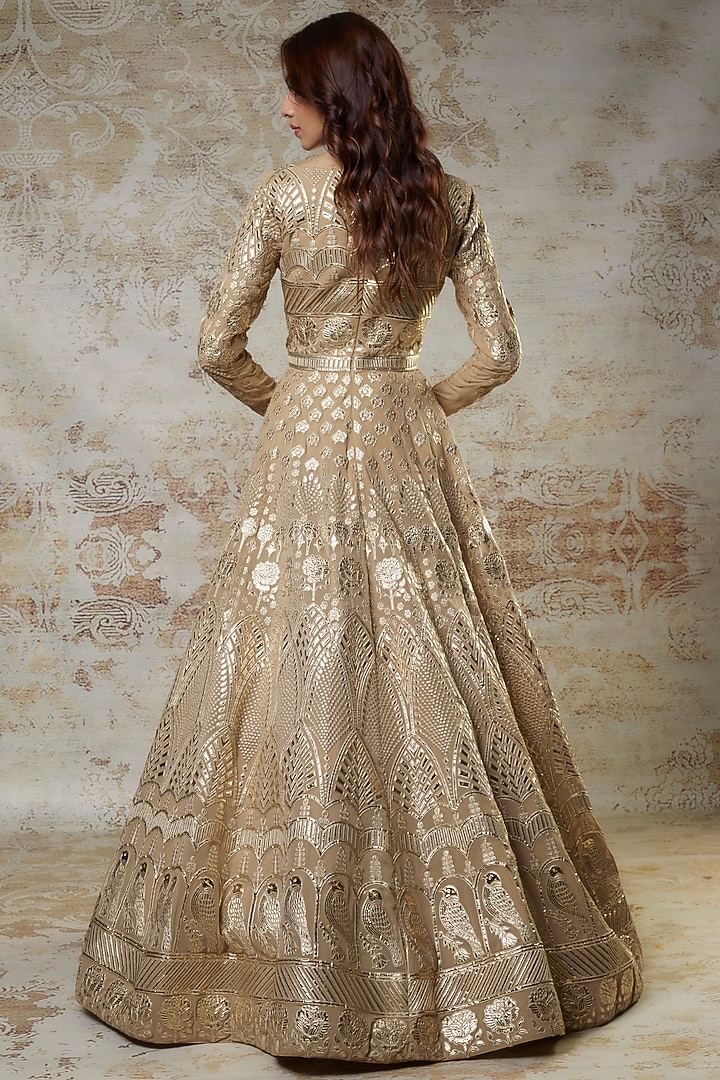 Light Yellow Georgette Embroidered Bridal Anarkali Set by Falguni Shane Peacock at Pernia's Pop Up Shop