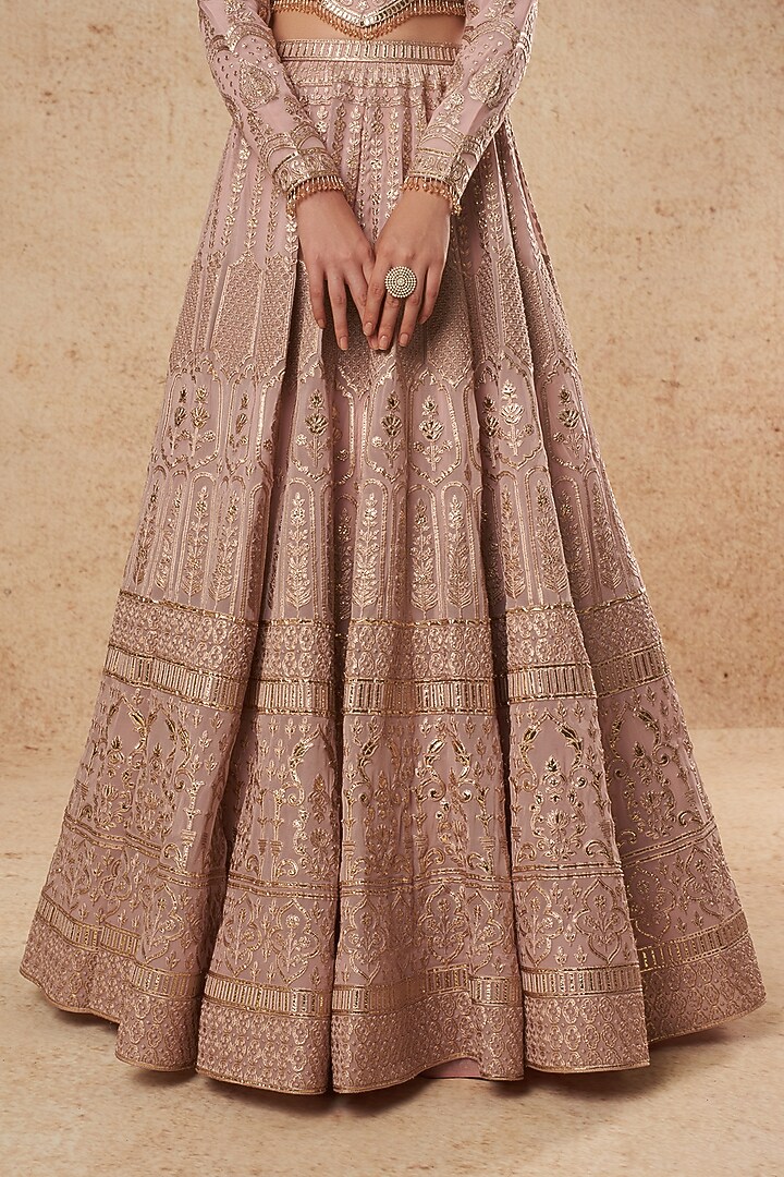 Mauve Georgette Bridal Lehenga Set With Foil Work by Falguni Shane Peacock India at Pernia's Pop Up Shop
