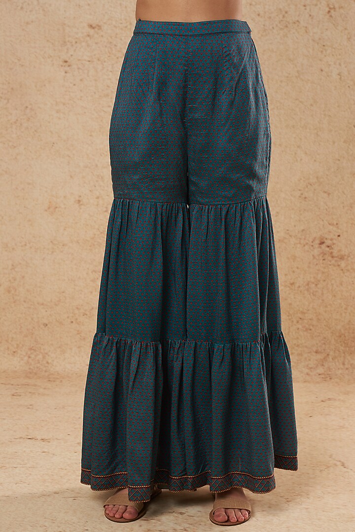 Sky Blue Printed Wedding Sharara Set by Falguni Shane Peacock India at Pernia's Pop Up Shop