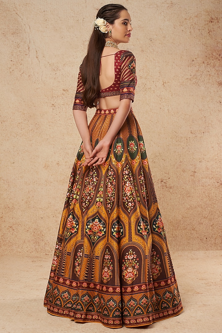 Multi-Colored Printed Bridal Lehenga Set by Falguni Shane Peacock India at Pernia's Pop Up Shop