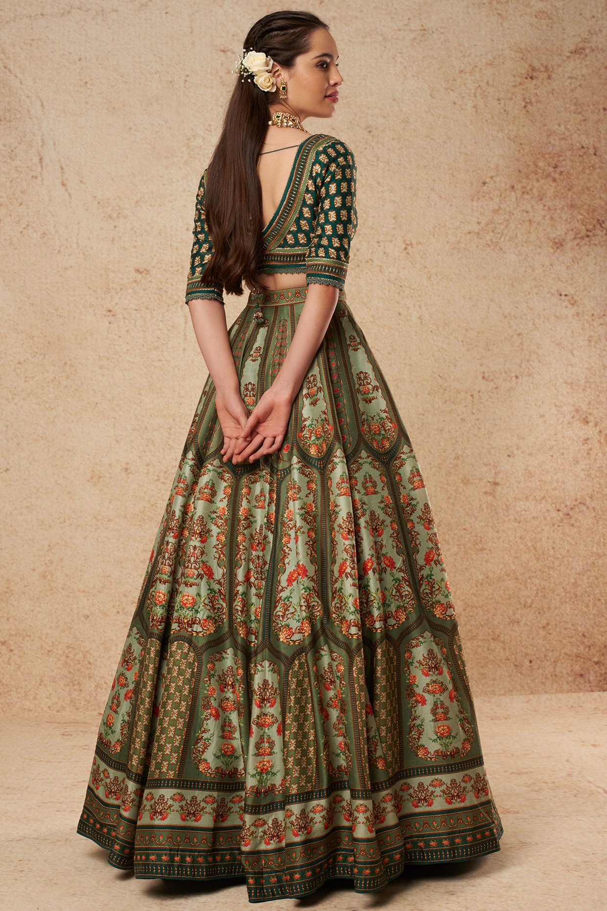 Buy Gown - Peacock Green Silk Embroidered Designer Gown with Jacket –  Empress Clothing