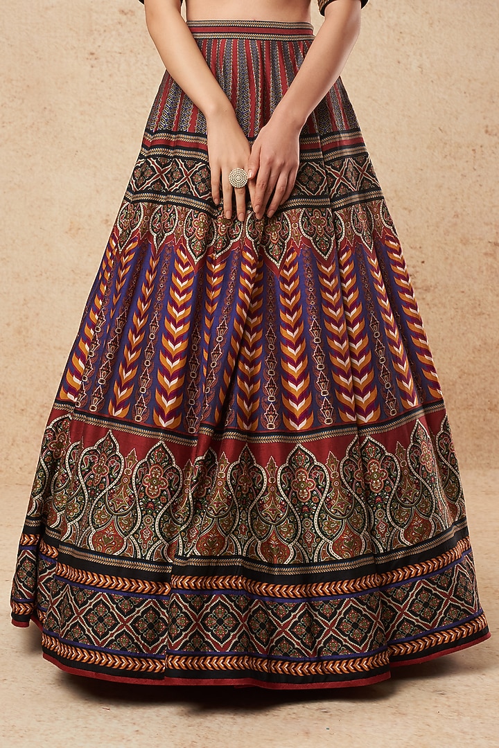 Multi-Colored Dupion Silk Wedding Lehenga Set by Falguni Shane Peacock India at Pernia's Pop Up Shop