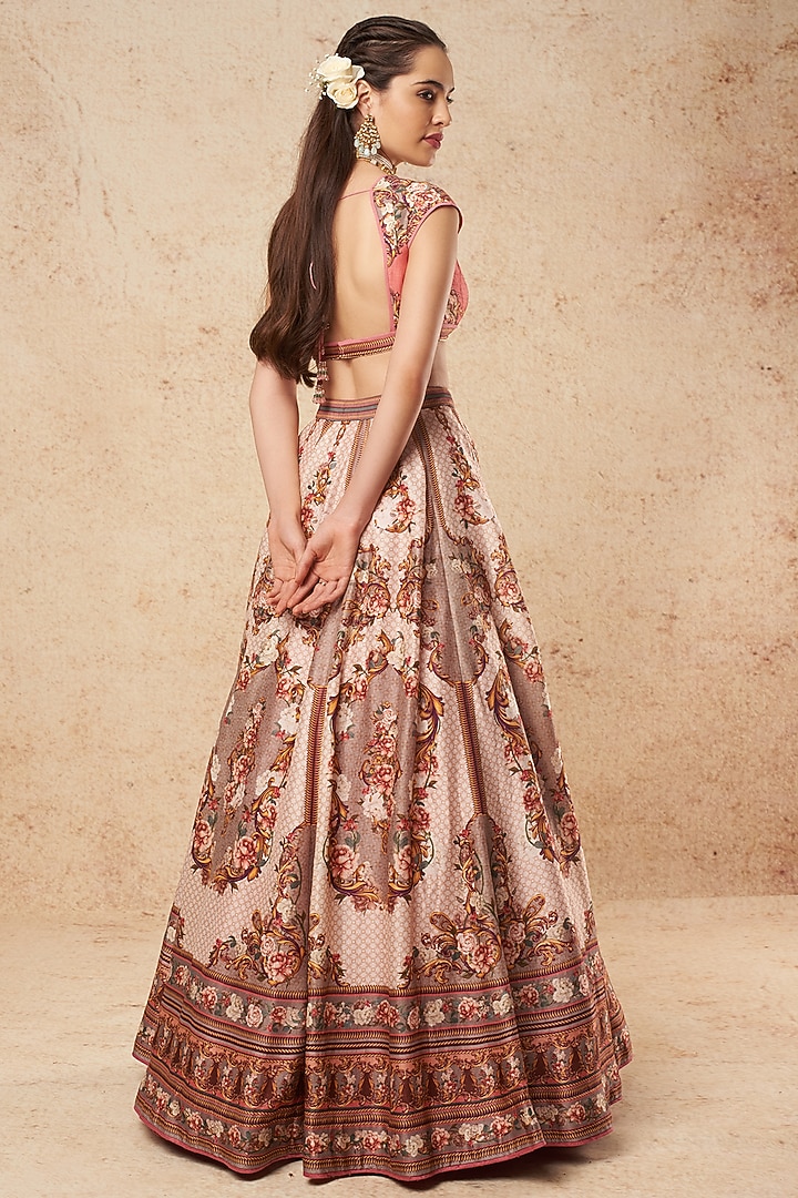 Light Pink Printed Wedding Lehenga Set by Falguni Shane Peacock India at Pernia's Pop Up Shop