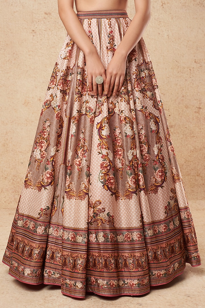 Light Pink Printed Wedding Lehenga Set by Falguni Shane Peacock India at Pernia's Pop Up Shop