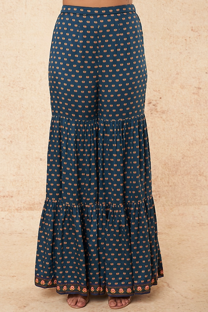 Sky Blue Floral Printed Wedding Sharara Set by Falguni Shane Peacock India at Pernia's Pop Up Shop