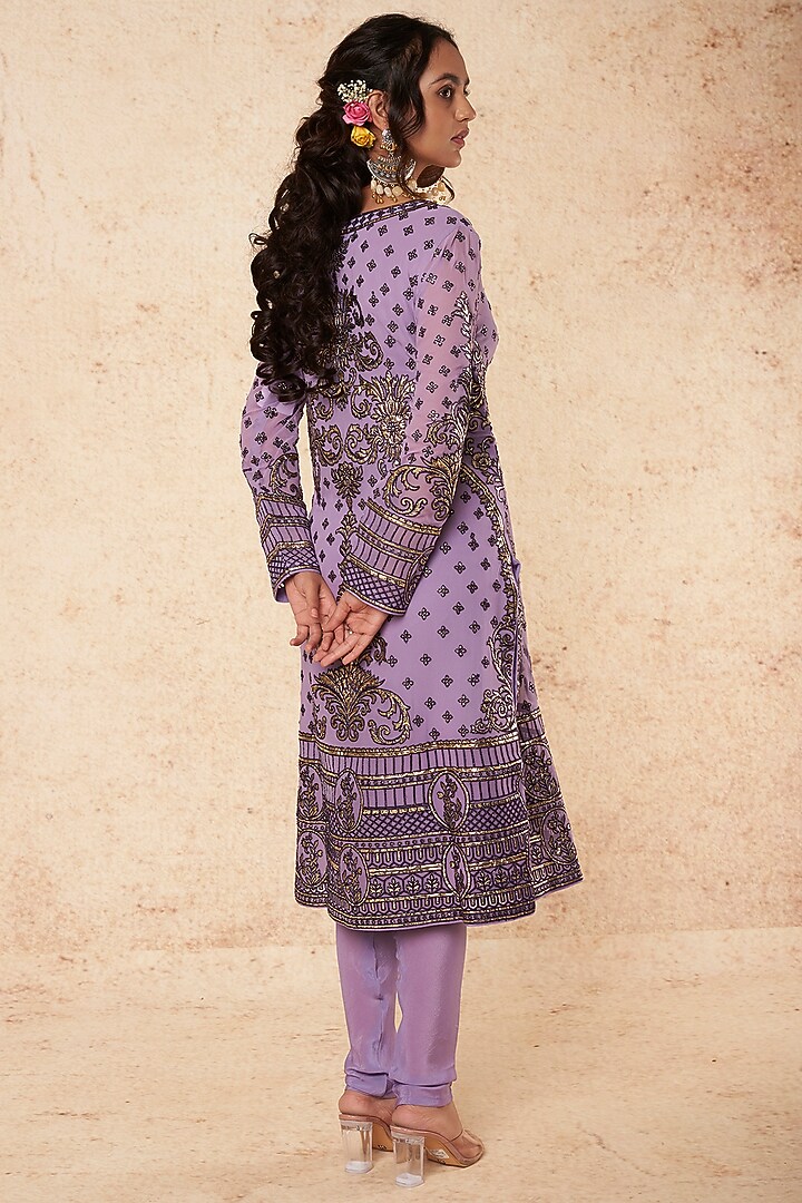 Purple Georgette Kurta Set by Falguni Shane Peacock India at Pernia's Pop Up Shop