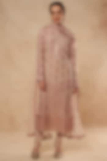 Beige Kurta Set With Gold Foil Work by Falguni Shane Peacock India at Pernia's Pop Up Shop