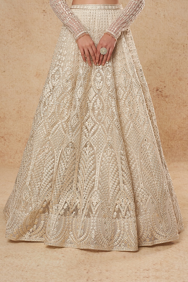 Ivory Tulle Bridal Lehenga Set by Falguni Shane Peacock India at Pernia's Pop Up Shop