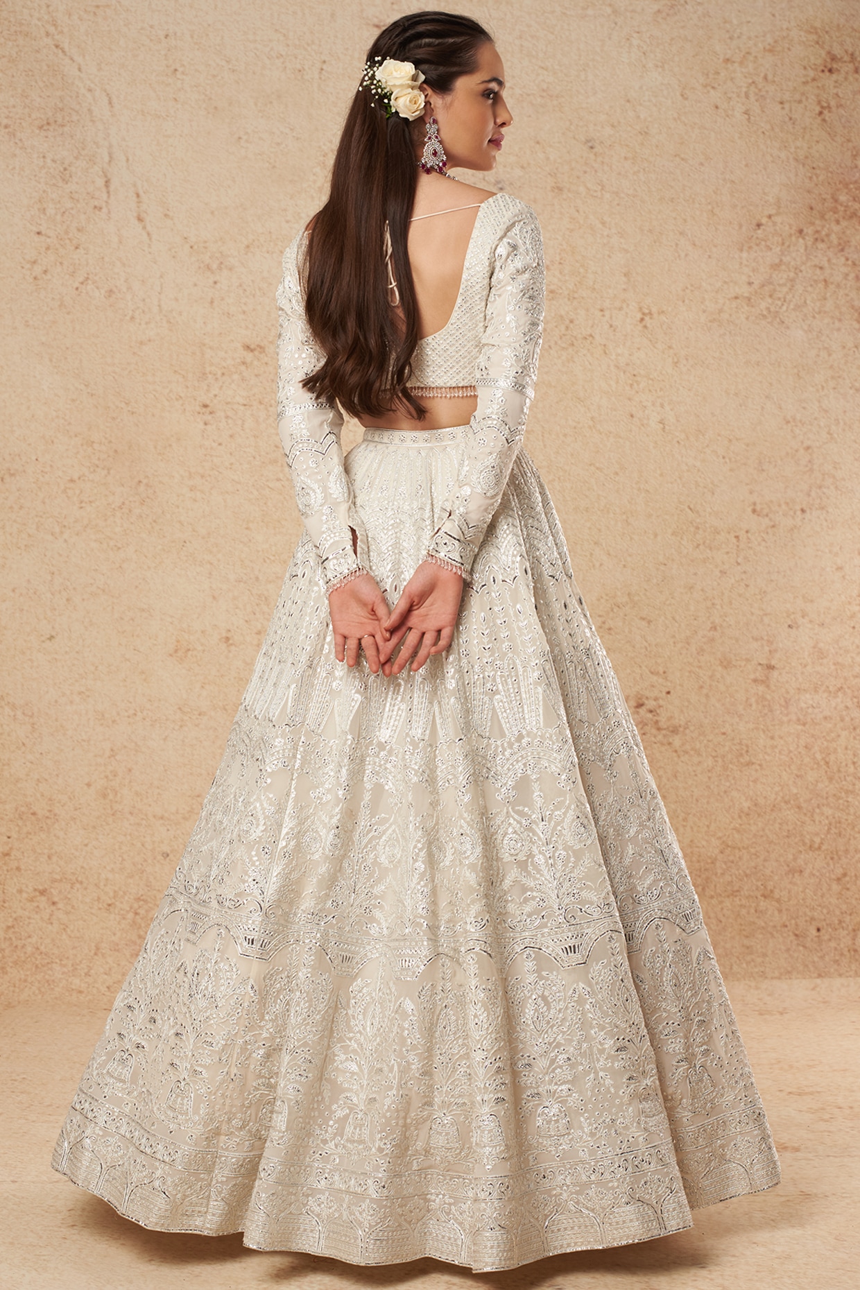 Silver Grey Pure Georgette Embroidered Lehenga Set Design by Sole Affair at  Pernia's Pop Up Shop 2024