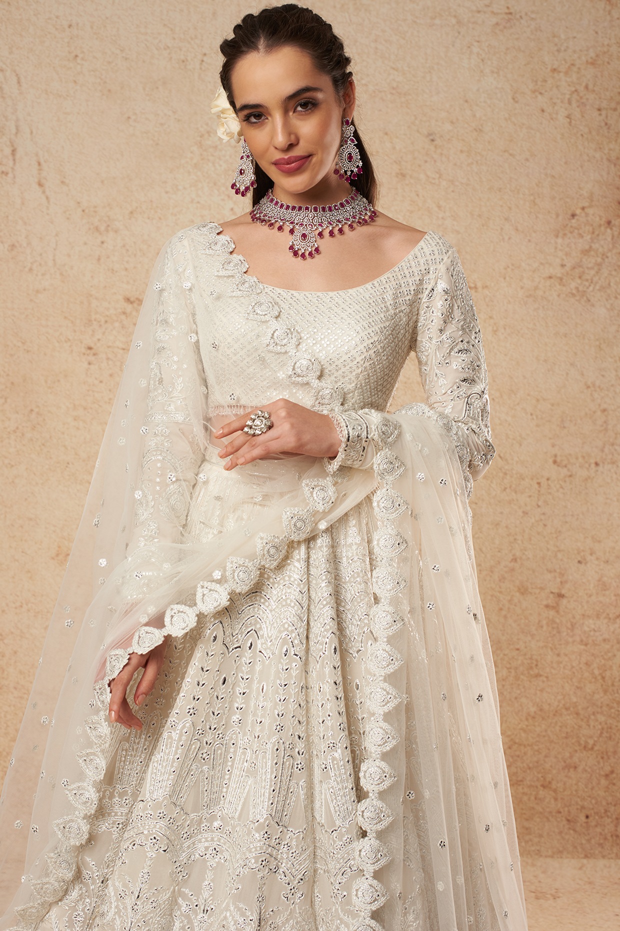 Cotton White Designer Lehenga Choli