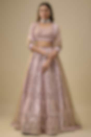 Mauve Tulle Embroidered Bridal lehenga for 22 Lehenga Set by Falguni Shane Peacock India at Pernia's Pop Up Shop