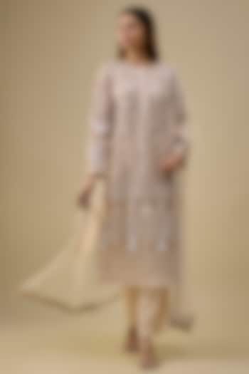 Beige Tulle Thread Work Kurta Set by Falguni Shane Peacock India at Pernia's Pop Up Shop