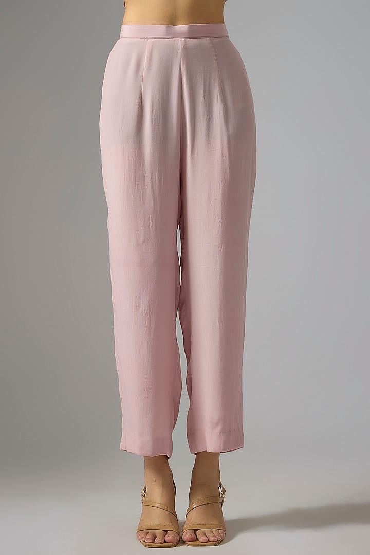 Pink Crepe Foil Embroidered Straight Kurta Set by Falguni Shane Peacock India at Pernia's Pop Up Shop