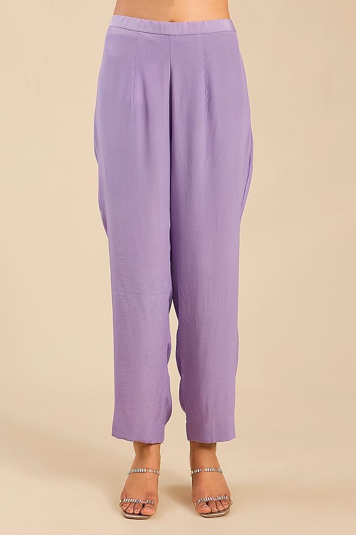 Purple & Silver Foil Embroidered Kurta Set by Falguni Shane Peacock India at Pernia's Pop Up Shop