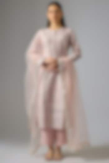 Lilac Pure Silk Foil Printed Straight Kurta Set by Falguni Shane Peacock India at Pernia's Pop Up Shop