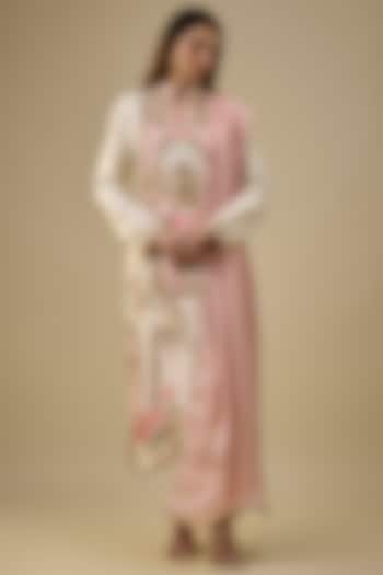 Ivory Dupion Silk Baroque & Floral Motif Printed Kurta Set by Falguni Shane Peacock India at Pernia's Pop Up Shop