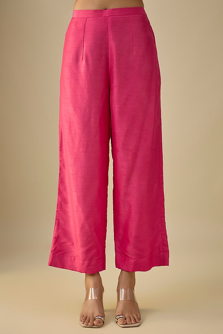 Pink Dupion Silk Floral Motif Printed Kaftan Set by Falguni Shane Peacock India at Pernia's Pop Up Shop