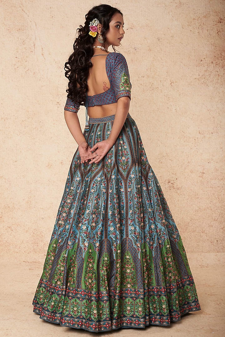 Multi-Colored Printed Bridal Lehenga Set by Falguni Shane Peacock India at Pernia's Pop Up Shop